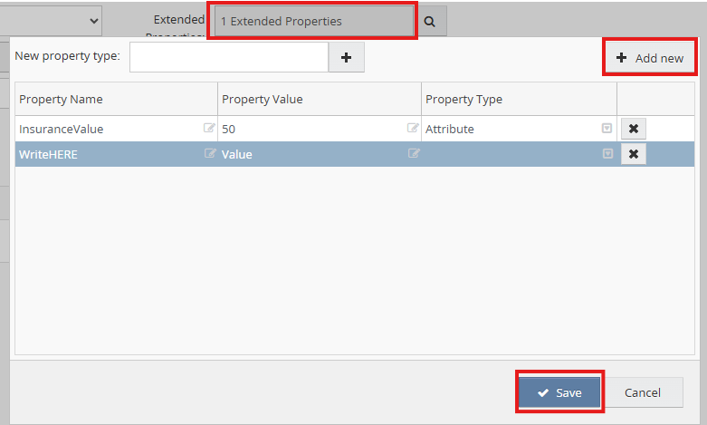 Extended Properties section