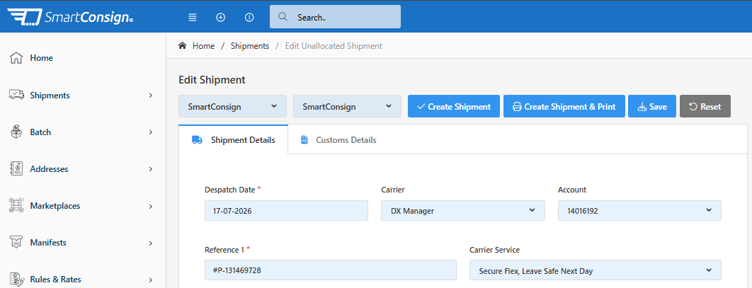 Edit Order page
